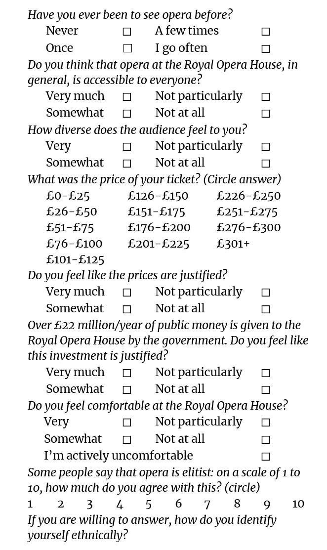 A survey about opera attendance