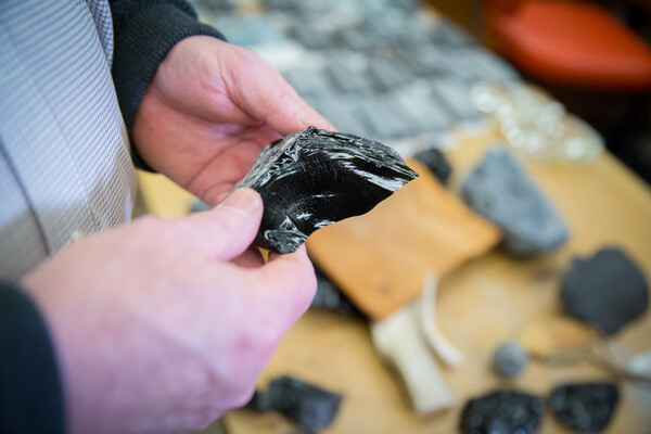 Stone Tool in Harold Dibble's Hand