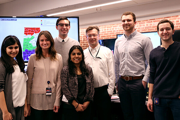 John Lapinski surrounded by Penn undergraduate workers with NBC's Elections Unit