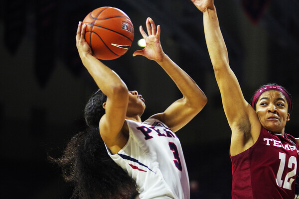 Sophomore guard Michae Jones shoots a shot against Temple.