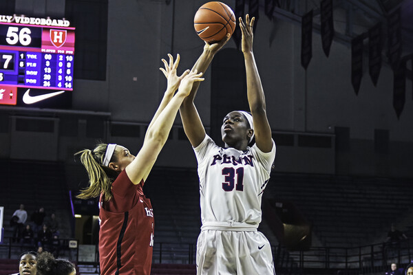 Sophomore forward Eleah Parker shoots a shot at the Palestra.