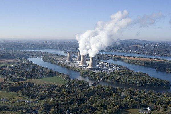 Aerial view of Three Mile Island 