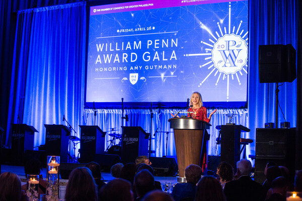 amy gutmann accepting the william penn award