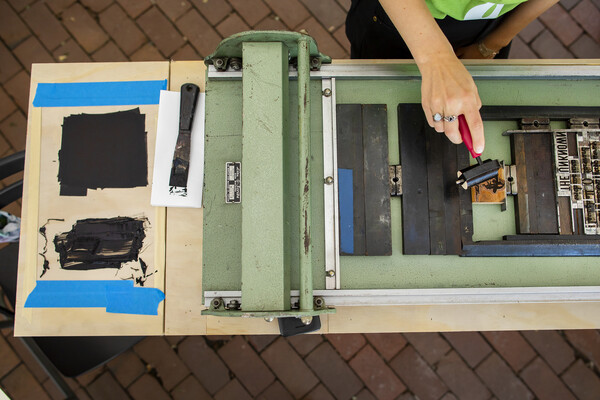 close up of ink press