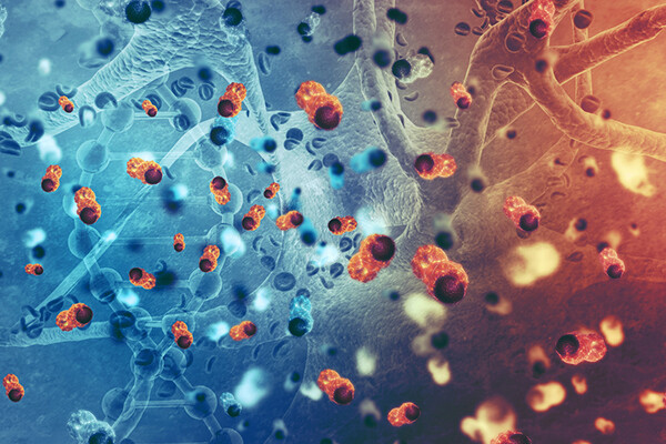 Rendering of microscopic cancer cells