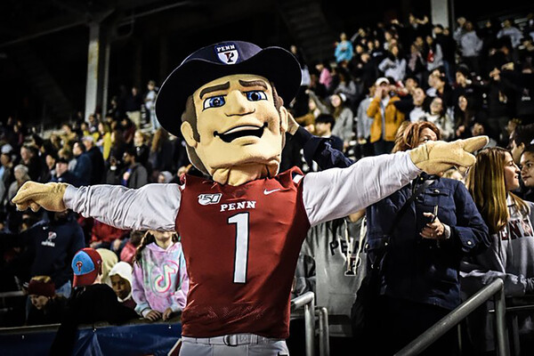 The Penn Quaker shows off his new drip against Dartmouth at Franklin Field.