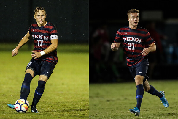 From left, Brandon Bartel of the men's soccer team, and Jack Rosener of men's soccer.