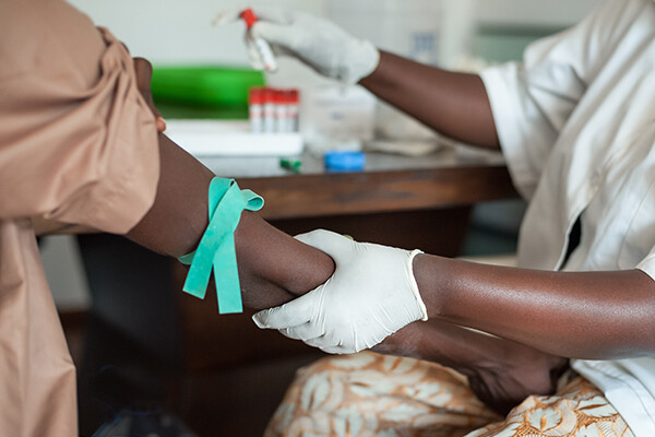 Blood being drawn in a clinic