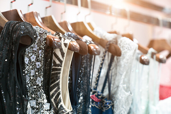 Rack of rental clothing
