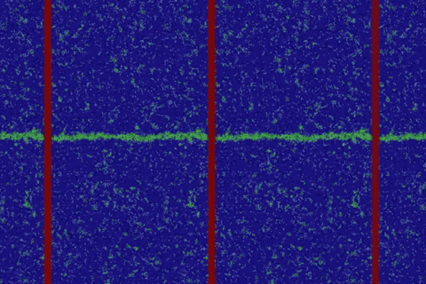 A molecular simulation of a grain boundary migrating.