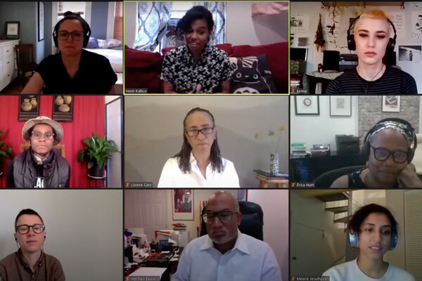 Six people on a videoconference 
