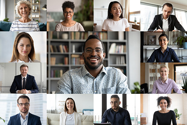 Screen shot of 12 faces in a virtual meeting.