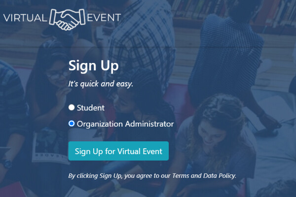 screenshot of webpage of the online platform