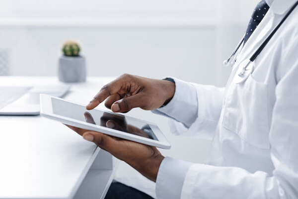 Doctor holding electronic tablet