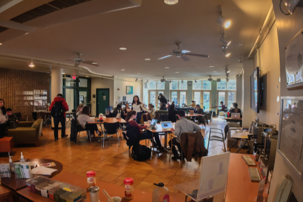 Grad students studying inside Grad Center