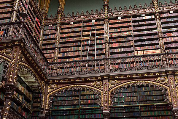 Photograph of old Victorian era  library.