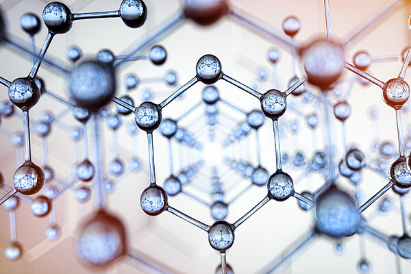 Microscopic view of nanoparticle materials in a repeating hexagonal pattern.