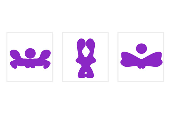 Three abstract shapes used in a communications visual study.