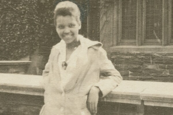 During her Penn days in the early 20th century, Sadie Tanner Mossell Alexander stands outside Houston Hall.