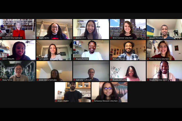 Amy Gutmann meets with students virtually on Zoom
