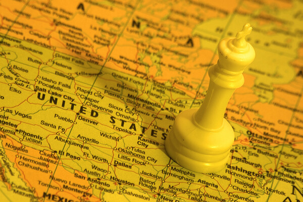 U.S. map and chess piece