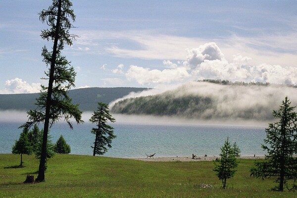 fog rolling in over mongolia water