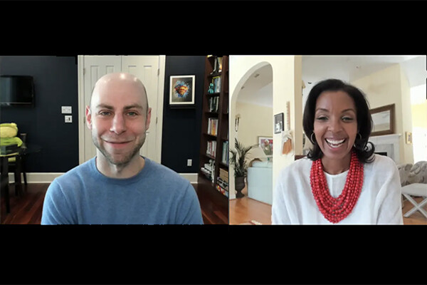 Screen shot of Adam Grant and Erika James.