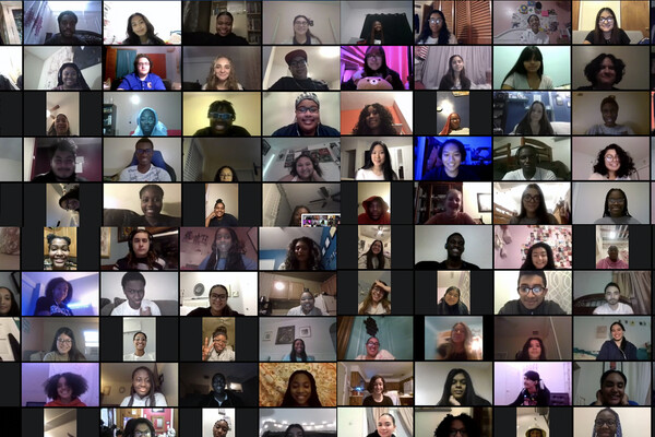 Screenshot of zoom call with students taking the online course.