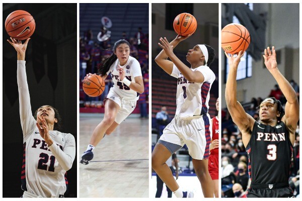 From left, Mia Lakstigala, Kayla Padilla, Jordan Obi, and Jordan Dingle make moves with the ball during games.