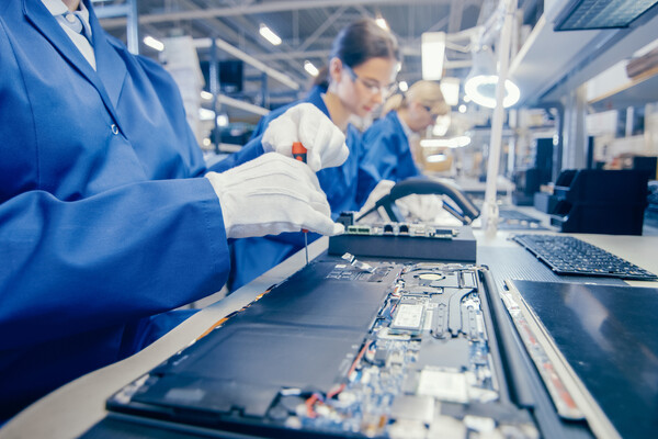 Smartphone factory assembly line.