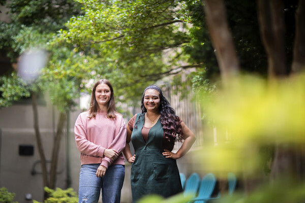 Two woman in a garden.