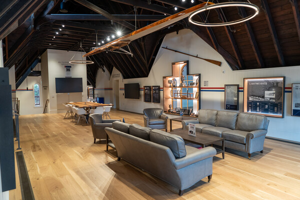 Inside the renovated Penn Boathouse.