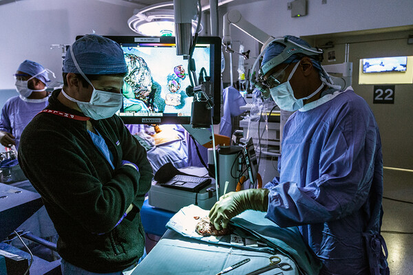 Three doctors in surgery.