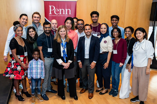 Liz Magill with members of graduate and professional student community