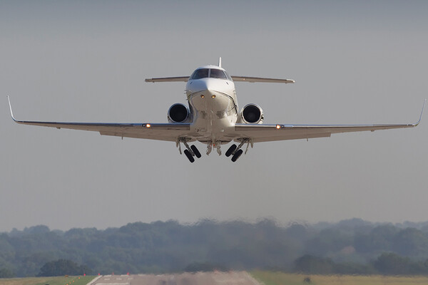 A private jet taking off.
