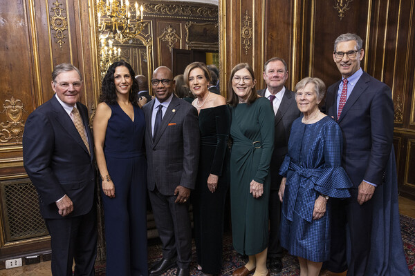 From left: Harold W. McGraw III, Penn GSE dean Katharine Strunk, David Wilson, Debra Duardo, Barbara Oakley, Robert McGraw, Suzanne McGraw, and Michael Golden.