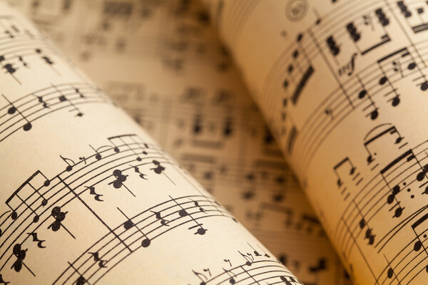 Rolls of sheet music.