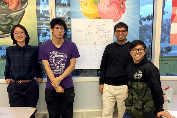 (from left to right) Yidi Wang, Yi Wang, Deependra Singh, and Marielle Ong. 