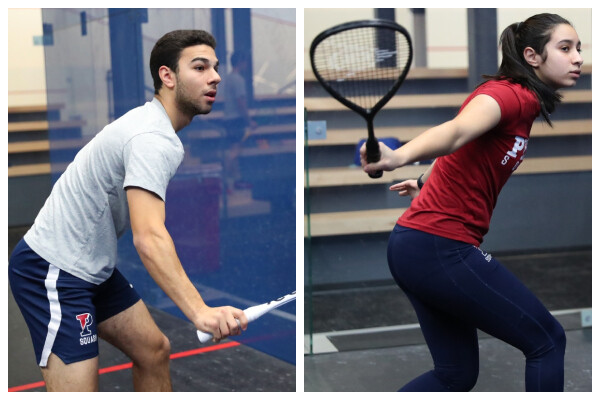Second-year Omar Hafez of the men’s squash team and second-year Malak Taha of the women’s squash team.