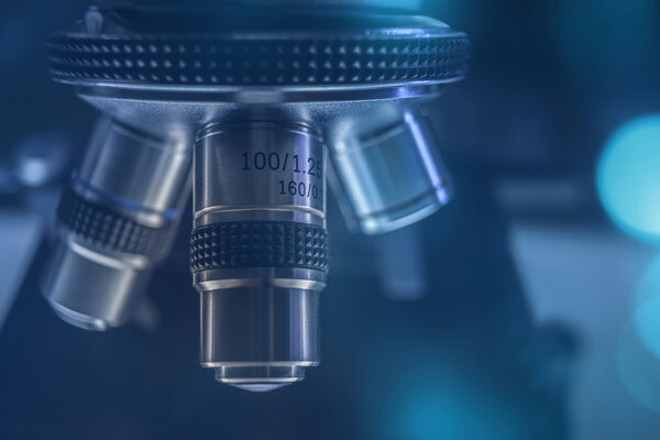A lab microscope.