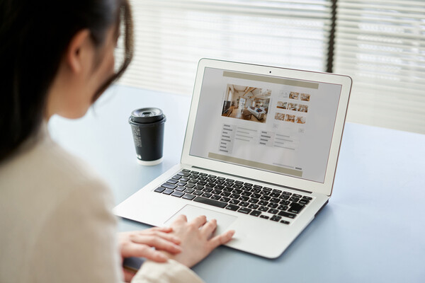 Person looking at real estate on a laptop.