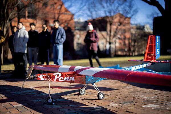A robotic aerial drone on Penn’s Locust Walk.