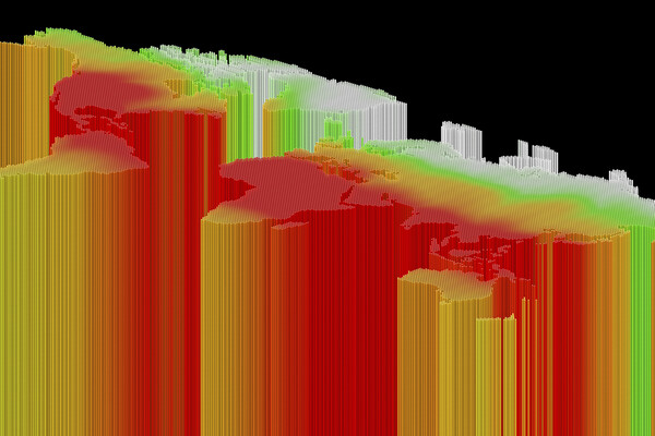 A climate map showing temperatures and contours.