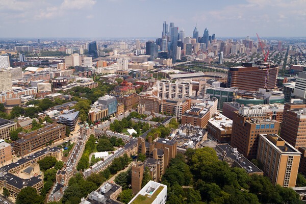 Aerial view of Penn and Philadelphia.