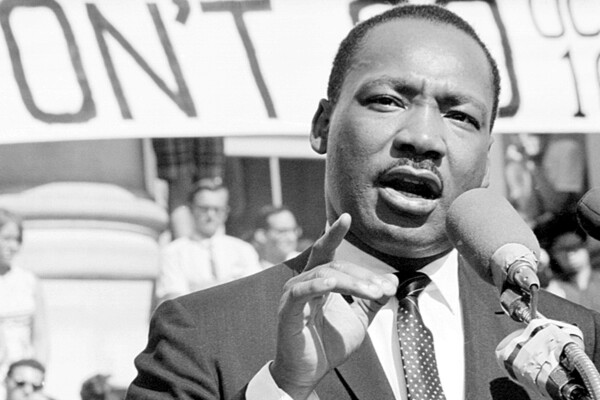 Martin Luther King Jr. speaking at a podium in 1967.