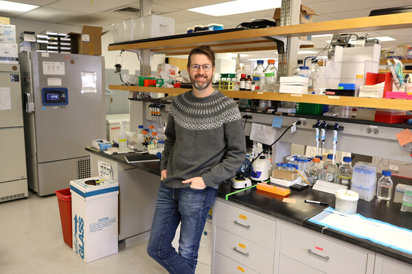 Andy vaughan in his lab.