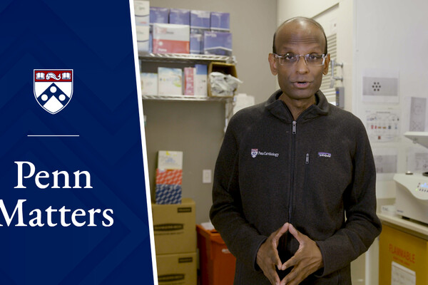 Kiran Musunuru direct to camera in a lab