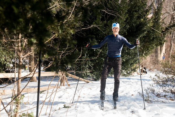 Hansell Stedman on skis.