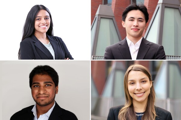 (Top row) Shreya Nair and Ian Peng. (Bottom row) Pranav Sompalle and Emily Valerio.