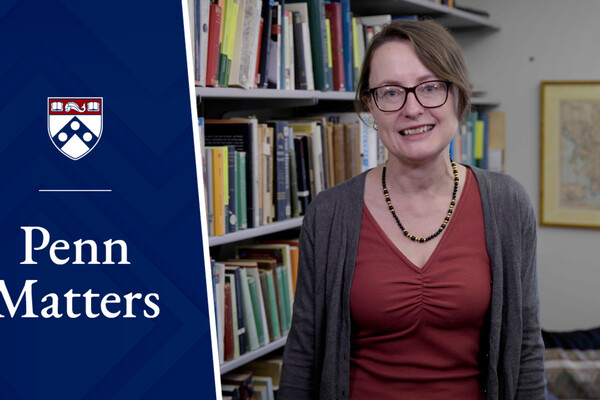 Emily Wilson in her office at the University of Pennsylvania.